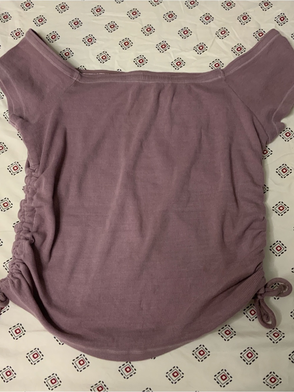Women's Ruched Side Short Sleeve Top in Dusty Mauve